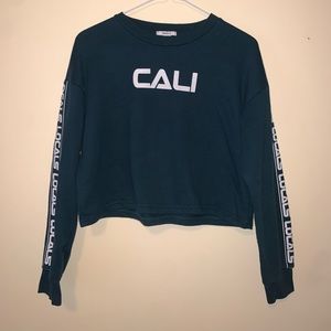 Forever 21 Cali cropped blue/green hoodie